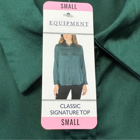 Equipment Small Green Signature Top Silk Look Blouse Button Down Pockets - Picture 3 of 7